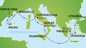 Itinerariu Croaziera Mediterana de Est - Norwegian Cruise Line - Norwegian Star - 11 nopti