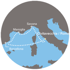 Itinerariu Croaziera Mediterana de Vest - Costa Cruises - Costa Favolosa - 5 nopti