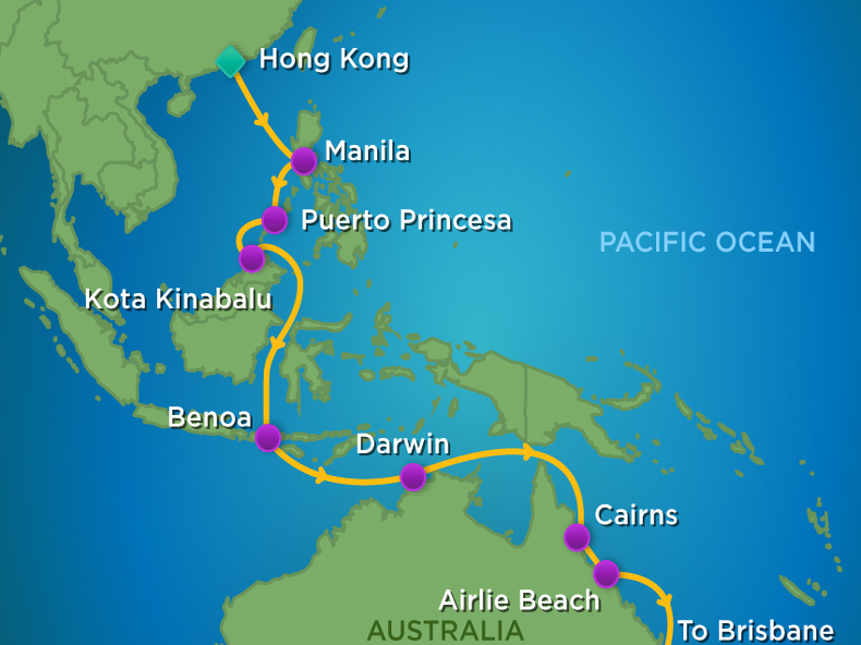 Itinerariu Croaziera Hong Kong spre Brisbane - Royal Caribbean - Legend of the Seas - 18 nopti