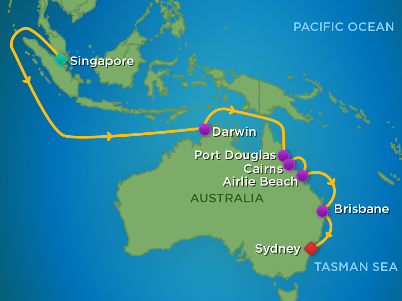 Itinerariu Croaziera Singapore spre Sydney - Royal Caribbean - Voyager of the Seas - 14 nopti