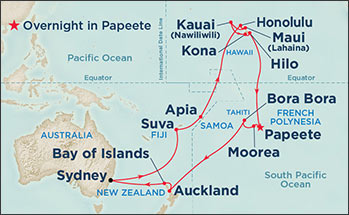 Itinerariu Croaziera Hawaii, Tahiti & Pacificul de Sud - Princess Cruises - Dawn Princess - 35 nopti