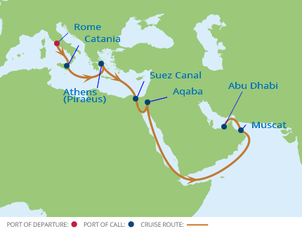 Itinerariu Croaziera Roma spre Abu Dhabi - Celebrity Cruises - Celebrity Constellation - 15 nopti