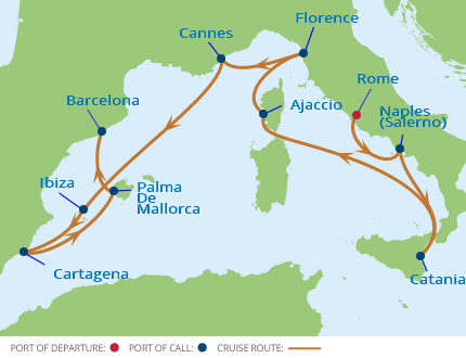 Itinerariu Croaziera Mediterana de Vest Roma spre Barcelona - Celebrity Cruises - Celebrity Equinox - 12 nopti