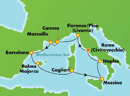 Itinerariu Croaziera Mediterana de Vest - Norwegian Cruise Line - Norwegian Spirit - 10 nopti