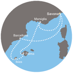 Itinerariu Croaziera Mediterana de Vest - Costa Cruises - Costa Favolosa - 5 nopti