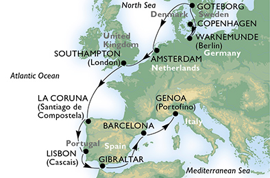 Itinerariu Croaziera Grand Europa - MSC Cruises - MSC Magnifica - 12 nopti