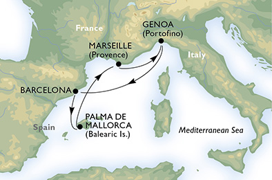Itinerariu Croaziera Mediterana de Vest - MSC Cruises - MSC Preziosa - 5 nopti