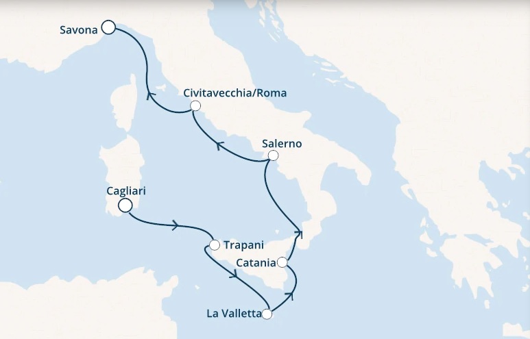 Itinerariu Croaziera Mediterana de Vest - Costa Cruises - Costa neoRiviera - 6 nopti