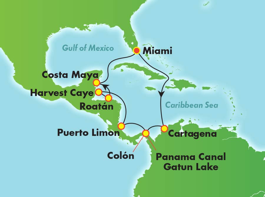 Itinerariu Croaziera Craciun & Revelion in Canalul Panama - Norwegian Cruise Line - Norwegian Pearl - 11 nopti