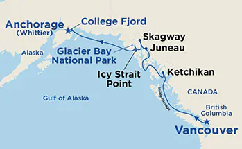 Itinerariu Croaziera Alaska - Princess Cruises - Island Princess - 7 nopti