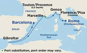 Itinerariu Croaziera Mediterana de Vest & Oc.Atlantic - Princess Cruises - Emerald Princess - 7 nopti