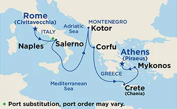 Itinerariu Croaziera Marea Mediterana & Marea Egee - Princess Cruises - Emerald Princess - 7 nopti