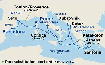 Itinerariu Croaziera Grand Mediterana - Princess Cruises - Emerald Princess - 11 nopti