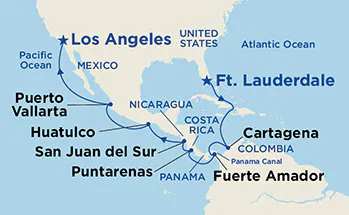 Itinerariu Croaziera Canalul Panama - Princess Cruises - Emerald Princess - 15 nopti