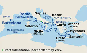 Itinerariu Croaziera Marea Adriatica & Marea Egee - Princess Cruises - Emerald Princess - 14 nopti