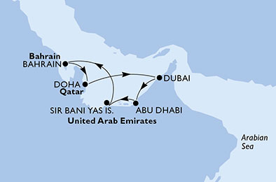 Itinerariu Croaziera Emiratele Arabe Unite - MSC Cruises - MSC Bellissima - 7 nopti
