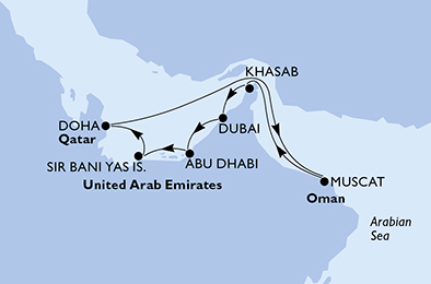 Itinerariu Croaziera Emiratele Arabe Unite - MSC Cruises - MSC Lirica - 7 nopti