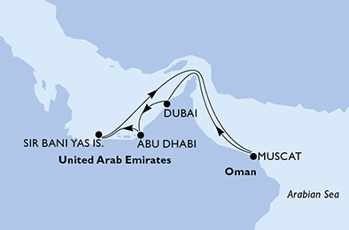 Itinerariu Croaziera Emiratele Arabe Unite - MSC Cruises - MSC Lirica - 7 nopti