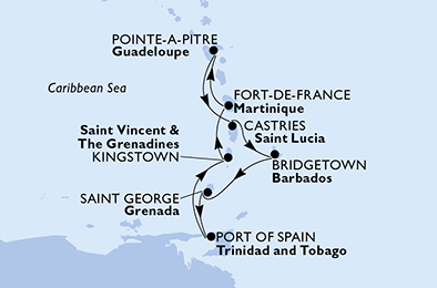 Itinerariu Croaziera Caraibe - MSC Cruises - MSC Preziosa - 7 nopti