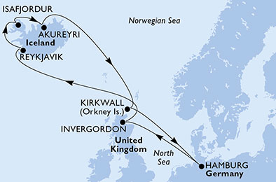 Itinerariu Croaziera Insulele Britanice & Islanda - MSC Cruises - MSC Preziosa - 11 nopti