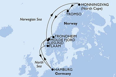 Itinerariu Croaziera Fiordurile Norvegiene & Capul Nord - MSC Cruises - MSC Preziosa - 11 nopti