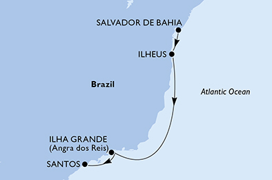 Itinerariu Croaziera Brazilia - MSC Cruises - MSC Seaview - 4 nopti