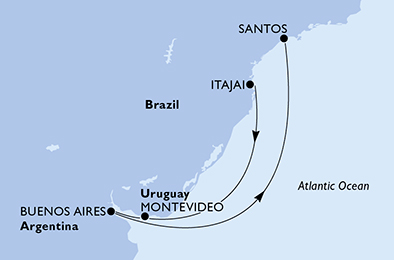 Itinerariu Croaziera America de Sud - MSC Cruises - MSC Sinfonia - 6 nopti