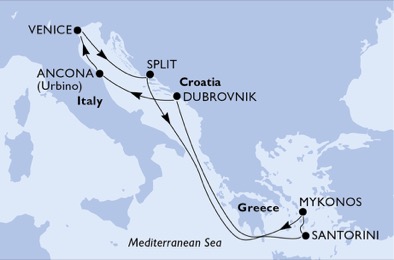 Itinerariu Croaziera Insulele Grecesti - MSC Cruises - MSC Sinfonia - 7 nopti