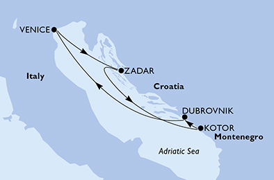 Itinerariu Croaziera Marea Adriatica - MSC Cruises - MSC Sinfonia - 4 nopti