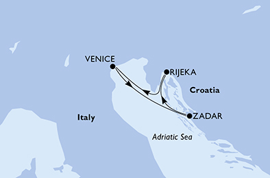 Itinerariu Croaziera Marea Adriatica - MSC Cruises - MSC Sinfonia - 3 nopti