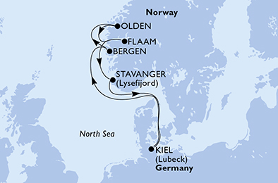 Itinerariu Croaziera Fiorduri Norvegiene - MSC Cruises - MSC Splendida - 7 nopti
