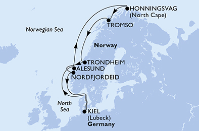 Itinerariu Croaziera Fiordurile Norvegiene & Capul Nord - MSC Cruises - MSC Splendida - 10 nopti