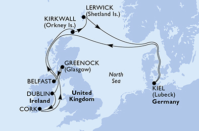 Itinerariu Croaziera Insulele Britanice - MSC Cruises - MSC Splendida - 11 nopti