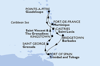 Itinerariu Croaziera Caraibe - MSC Cruises - MSC Splendida - 7 nopti