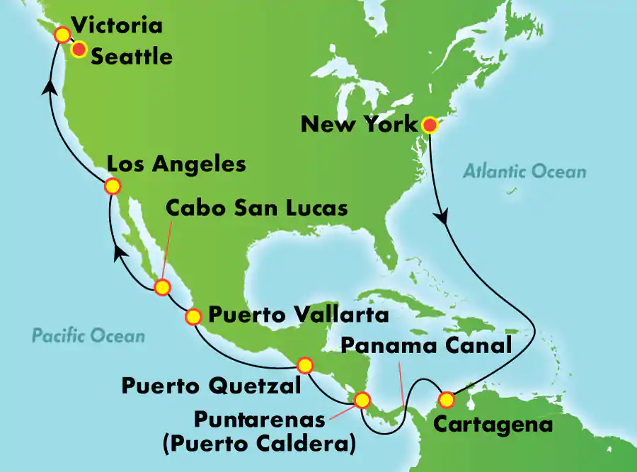Itinerariu Croaziera Canalul Panama - Norwegian Cruise Line - Norwegian Bliss - 21 nopti