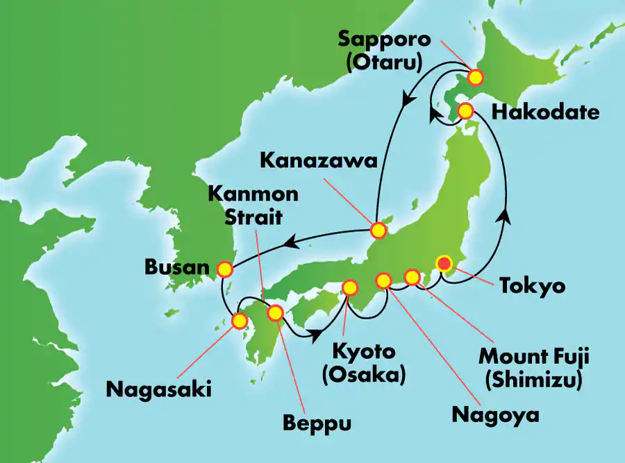 Itinerariu Croaziera Japonia - Norwegian Cruise Line - Norwegian Spirit - 13 nopti