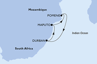 Itinerariu Croaziera Africa de Sud - MSC Cruises - MSC Orchestra - 4 nopti