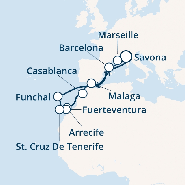 Itinerariu Croaziera Insulele Canare - Costa Cruises - Costa Magica - 14 nopti