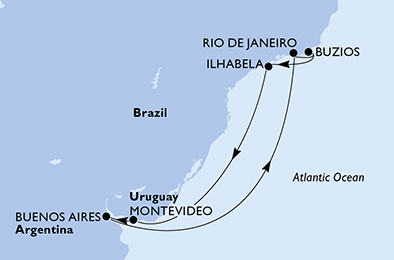 Itinerariu Croaziera America de Sud - MSC Cruises - MSC Orchestra - 8 nopti