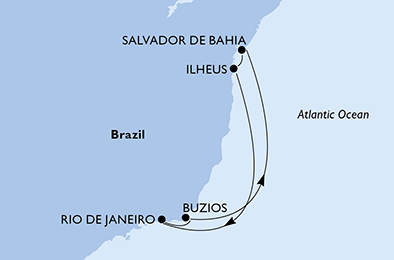 Itinerariu Croaziera Brazilia - MSC Cruises - MSC Preziosa - 6 nopti