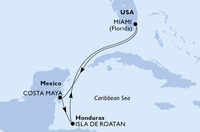 Itinerariu Croaziera Caraibe - MSC Cruises - MSC Seashore - 5 nopti
