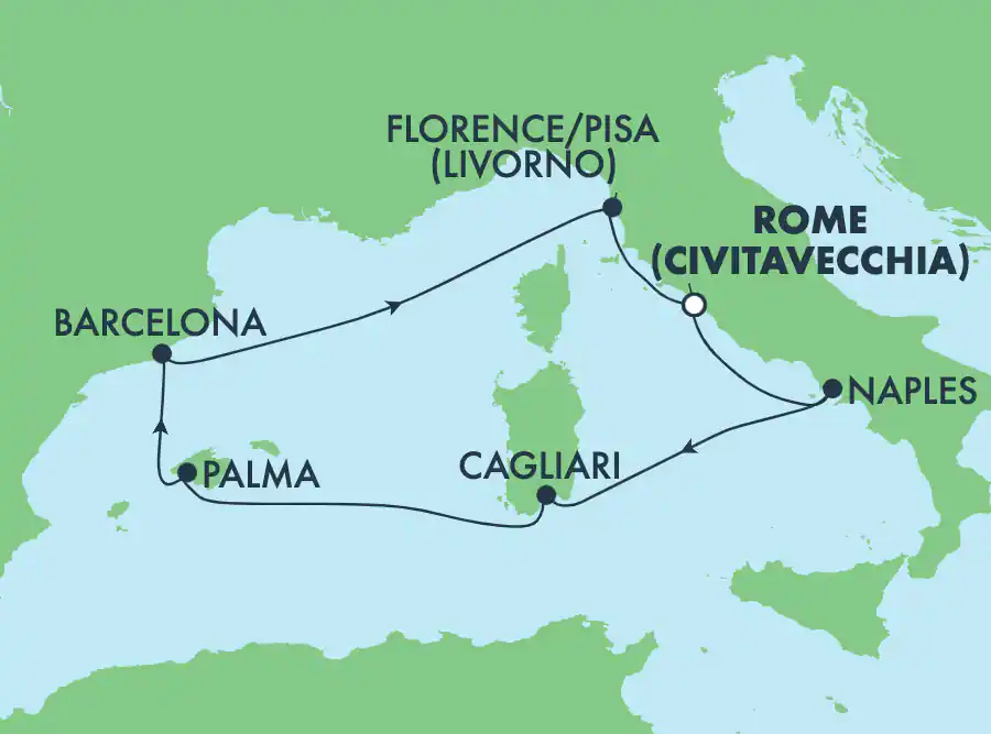 Itinerariu Croaziera Mediterana de Vest - Norwegian Cruise Line - Norwegian Epic - 7 nopti
