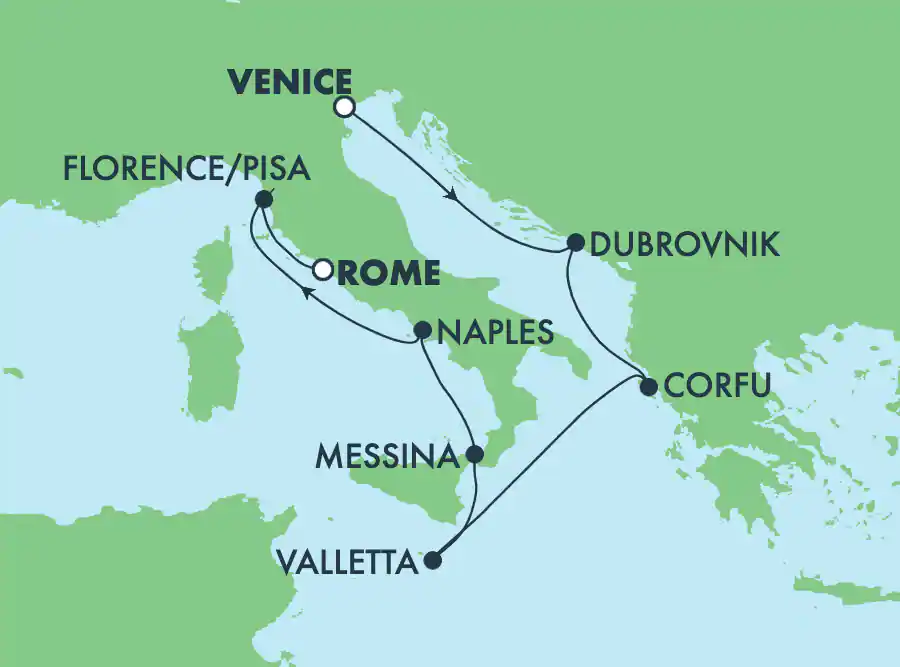 Itinerariu Croaziera Marea Adriatica - Norwegian Cruise Line - Norwegian Dawn - 7 nopti