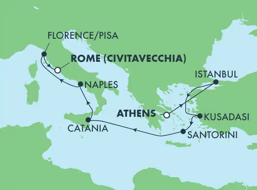 Itinerariu Croaziera Grand Mediterana - Norwegian Cruise Line - Norwegian Epic - 9 nopti