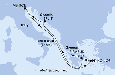 Itinerariu Croaziera Marea Adriatica - MSC Cruises - MSC Armonia - 7 nopti