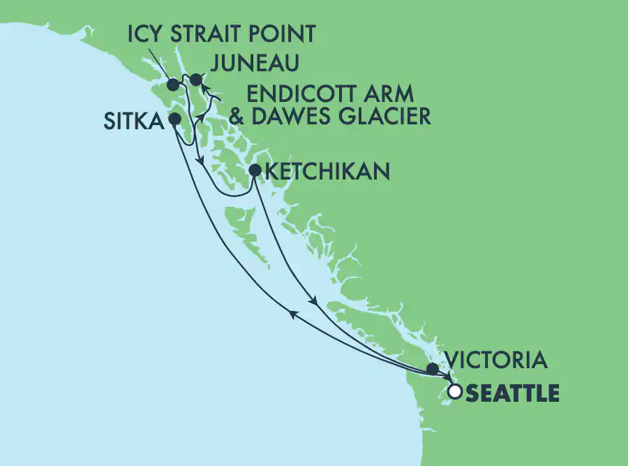 Itinerariu Croaziera Alaska - Norwegian Cruise Line - Norwegian Bliss - 7 nopti