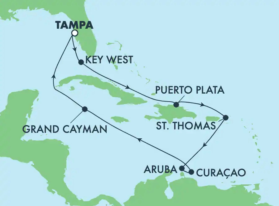 Itinerariu Croaziera Caraibe - Norwegian Cruise Line - Norwegian Dawn - 11 nopti