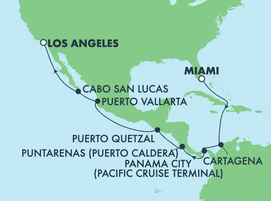 Itinerariu Croaziera Canalul Panama - Norwegian Cruise Line - Norwegian Encore - 15 nopti