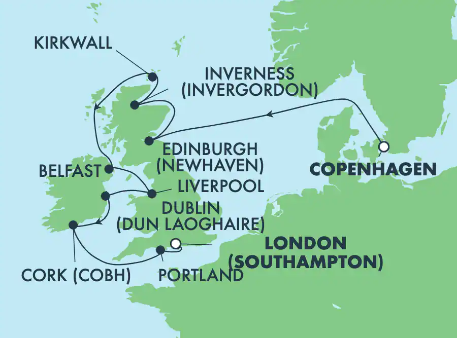 Itinerariu Croaziera Insulele Britanice - Norwegian Cruise Line - Norwegian Dawn - 10 nopti