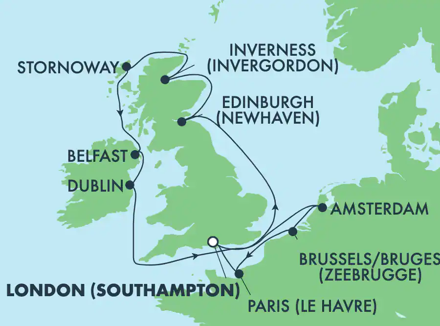 Itinerariu Croaziera Insulele Britanice - Norwegian Cruise Line - Norwegian Dawn - 11 nopti